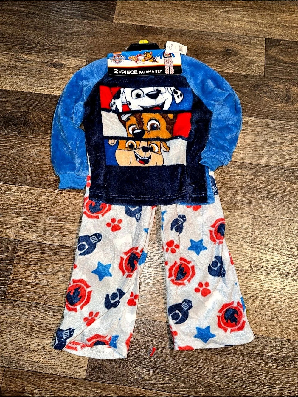 Paw Patrol Boys 2-Piece Fleece Pajama Set Blue & White NWT